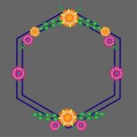 cadre hexagonal de fleurs vecteur