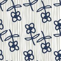 motif sans couture de fleurs géométriques sur fond de lignes. style simple. fond d'écran floral de griffonnage. vecteur