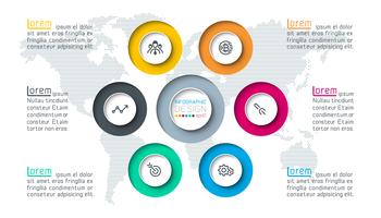 Six cercles avec des infographies icône affaires. vecteur