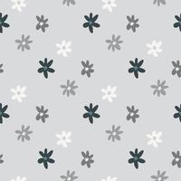 motif floral minimaliste avec des silhouettes de marguerites abstraites. fond bleu pastel. éléments botaniques blancs et gris. vecteur