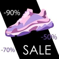 bannière de vente de chaussures de baskets du vendredi noir. cons. conception plate. vecteur