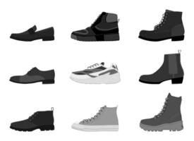 chaussures pour hommes de collection isolées sur fond blanc. ensemble de bottes pour hommes. vecteur