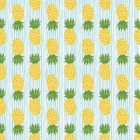 modèle sans couture d'ananas sur fond de rayures. fond d'écran sans fin de fruits tropicaux. vecteur