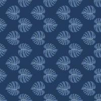 motif tropical géométrique sans soudure avec des feuilles de monstère bleue. vecteur