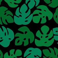 motif de feuilles sans soudure. congé de monstera sur fond noir. vecteur