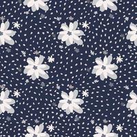 motif de doodle sombre et harmonieux avec des fleurs de camomille sur fond bleu marine. fleurs légères. toile de fond florale simple. vecteur