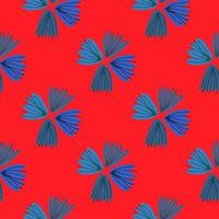 motif de bourgeons floraux sans soudure contrastés. silhouettes botaniques avec fond rouge et fleurs bleues. impression lumineuse. vecteur