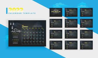 conception de modèle de calendrier de bureau de couleur noire vecteur