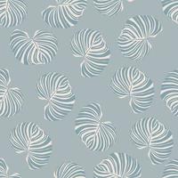 motif abstrait aléatoire sans couture avec des feuilles tropicales de couleur blanche et bleue de monstera. vecteur