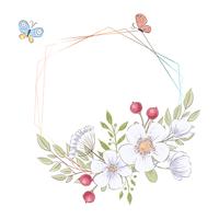 Modèle d&#39;aquarelle pour une fête de mariage d&#39;anniversaire avec des fleurs et un espace pour le texte. Dessin à main levée. Illustration vectorielle vecteur