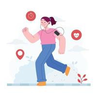 idée d'illustration vectorielle de concept d'entraînement pour le modèle de page de destination, exercice de course comme activité sportive de plein air. courez une distance de sprint ou de marathon pour votre corps physique en bonne santé. style plat dessiné à la main vecteur