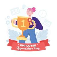 idée d'illustration vectorielle de concept d'employé hr pour le modèle de page de destination, récompensant avec un bonus pour un bon résultat, la motivation et l'appréciation inspirante, le prix du succès. style plat dessiné à la main vecteur