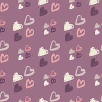 motif de valentine sans couture violet avec ornement coeur doodle. toile de fond de l'amour. palette pastel. vecteur