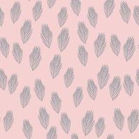 motif de doodle sans soudure d'éléments de petites branches de sapin aléatoires. fond pastel rose. vecteur