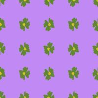 modèle sans couture de couleurs d'été avec ornement de bourgeon de fleur simple vert sur fond violet clair. vecteur