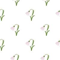 motif floral isolé sans couture avec des éléments de fleurs de cloche de couleur rose. fond blanc. style simple. vecteur
