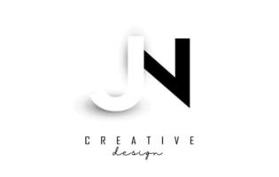 logo de lettres jn avec un design d'espace négatif. illustration vectorielle avec typographie géométrique. vecteur