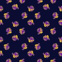 motif abstrait harmonieux dans des tons sombres avec ornement lumineux jaune et violet magnolia. vecteur