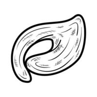 vue de dessus simple de contour de pâtes tortellini icône du logo vectoriel illustration dessinée à la main doodle
