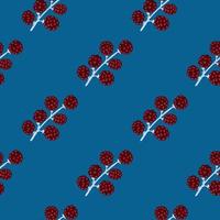 branches de mûre rouge patetrn de doodle sans couture. fond bleu clair. ornement d'été. vecteur