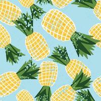 modèle sans couture d'ananas créatif. fond d'écran sans fin de fruits tropicaux colorés d'été dessinés à la main. vecteur