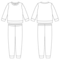 croquis technique de pyjamas de vêtements. les enfants décrivent le modèle de conception de vêtements de nuit isolé. illustration cao vecteur