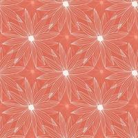 abstract line art bud daisy pattern sur fond rouge. papier peint floral moderne. vecteur