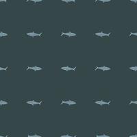 modèle sans couture requin tigre fond vert foncé. gris texturé de poissons marins à toutes fins. vecteur