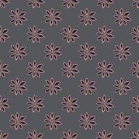 ornement de fleurs d'oeillets de doodle contour rose. fond gris. toile de fond botanique de tons sombres. vecteur