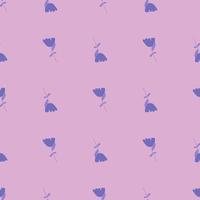 petit modèle sans couture de fleurs simples mignonnes violettes dans un style doodle. fond lilas. toile de fond dessinée à la main. vecteur