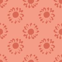motif floral sans couture avec des fleurs de doodle sur fond rouge. vecteur
