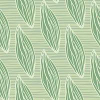 feuilles vertes pastel motif dessiné à la main sans soudure. ornement de contour stylisé avec fond dépouillé. vecteur