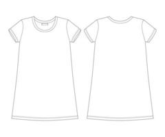 croquis technique de la chemise en coton. chemise de nuit pour femme. illustration vectorielle de vêtements de nuit. vecteur