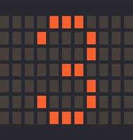 numéro numérique 3, couleur orange led et fond sombre, illustration vectorielle vecteur