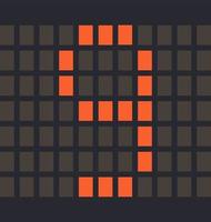 numéro numérique 9, led couleur orange et fond sombre, illustration vectorielle vecteur