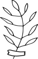 feuilles abstraites collées avec l'icône de la bande. griffonnage dessiné à la main. , scandinave, nordique, minimalisme, monochrome. plante, herbier, scrapbooking. vecteur