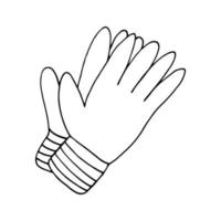 gants de travail doodle dessinés à la main. , minimalisme, scandinave, monochrome, nordique. jardinage, inventaire. autocollant, icône. vecteur