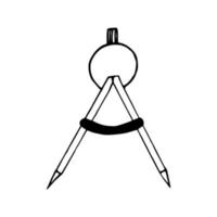 compas de mesure doodle dessiné à la main. , minimalisme, scandinave, monochrome, nordique, croquis. icône, autocollant. mesure, cartographie, géodésie. vecteur
