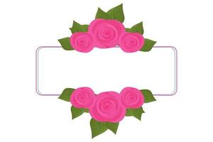 cadre, monogramme orné de fleurs et de feuilles en style cartoon isolé sur fond blanc. élégante bordure vide, clip art romantique. illustration vectorielle vecteur