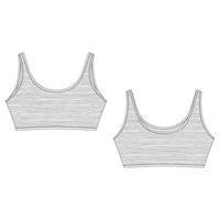 croquis technique du soutien-gorge en tissu mélangé pour les filles isolées sur fond blanc. modèle de conception de sous-vêtements de yoga vecteur