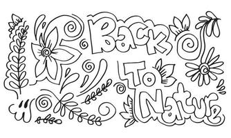 retour à la nature hand lettering.concept vector background avec des éléments de doodle pour la bannière.