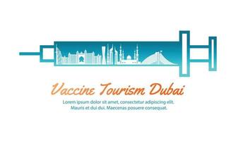 concept art de voyage du tourisme vaccinal de dubaï vecteur