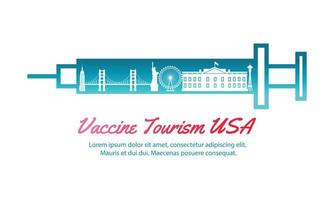 concept art de voyage du tourisme vaccinal des états-unis vecteur