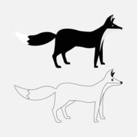 silhouette de loup avec dessin au trait vecteur