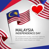 anniversaire de la fête de l'indépendance de la malaisie. bannière, carte de voeux, conception de flyer. conception de modèle d'affiche vecteur