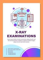 mise en page du modèle de brochure d'examen radiographique. roentgen. dépliant, livret, conception d'impression de dépliant, illustrations linéaires. examen radiologique. mises en page vectorielles pour les rapports annuels, affiches publicitaires vecteur