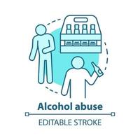 icône de concept d'abus d'alcool. dépendance alcoolique, illustration de la ligne mince de l'idée de dépendance. l'alcoolisme de la bière. alcool et ivrognes, hommes ivres. dessin de contour isolé de vecteur. trait modifiable vecteur