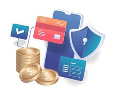 sécurité des transactions de paiement en ligne vecteur