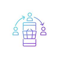 icône de vecteur linéaire de gradient de stratégie de vente sociale. s'appuyant sur les réseaux sociaux. autorité de construction en ligne. symbole de couleur de ligne mince. pictogramme de style moderne. dessin de contour isolé de vecteur