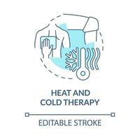 icône de concept bleu de thérapie par la chaleur et le froid. compresse pour soulager les maux de dos et les gonflements. illustration de la ligne mince de l'idée abstraite de physiothérapie. dessin de couleur de contour isolé de vecteur. trait modifiable vecteur